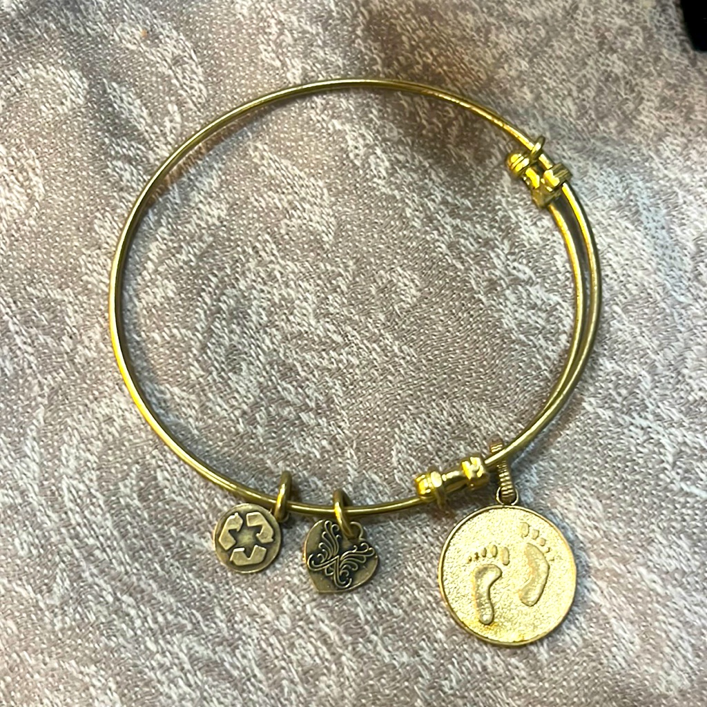 Stipple Finish Brass Barefoot In The Sand Angelica Bangle Bracelet, 7.25